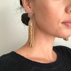 Gold bead statement earrings
